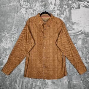 Prana Shirt Mens Extra Large Tan Paisley Striped Pearl Snap Casual Workwear